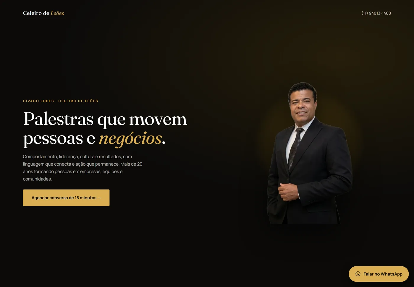 Landing page da Celeiro de Leões — Palestras corporativas