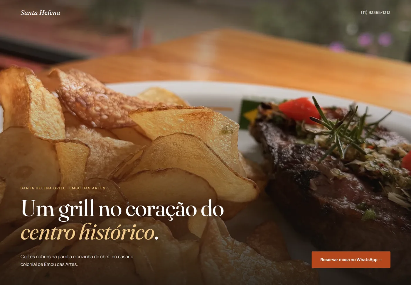 Landing page da Santa Helena — Restaurante e grill · Embu das Artes